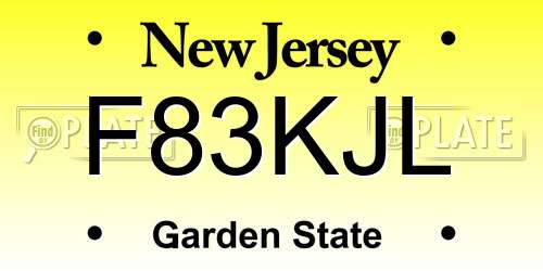 F83KJL New Jersey License Plate