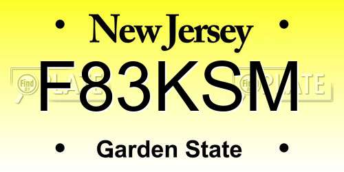F83KSM New Jersey License Plate