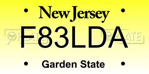 F83LDA New Jersey License Plate