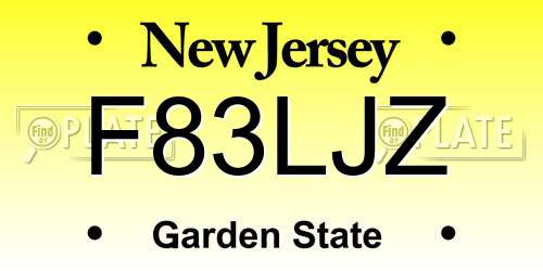 F83LJZ New Jersey License Plate