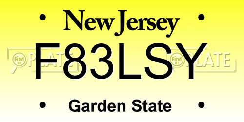 F83LSY New Jersey License Plate