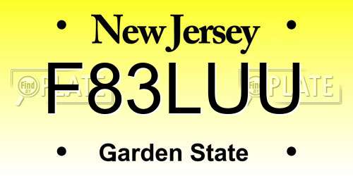F83LUU New Jersey License Plate