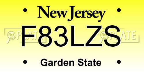F83LZS New Jersey License Plate