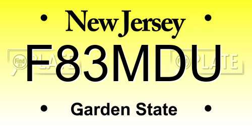 F83MDU New Jersey License Plate