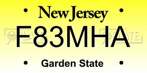 F83MHA New Jersey License Plate