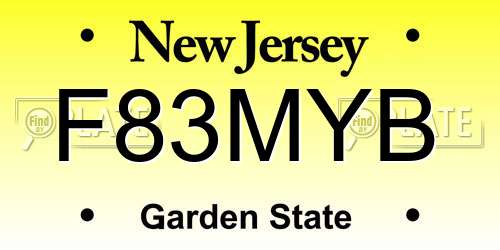 F83MYB New Jersey License Plate