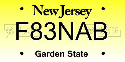 F83NAB New Jersey License Plate