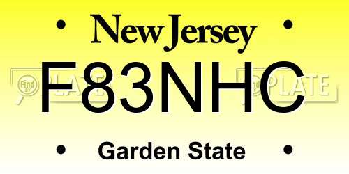 F83NHC New Jersey License Plate
