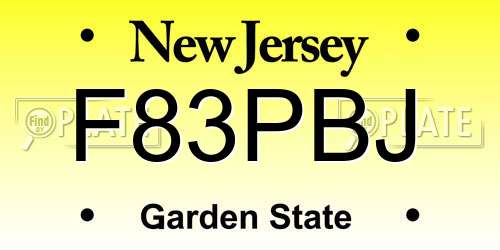 F83PBJ New Jersey License Plate