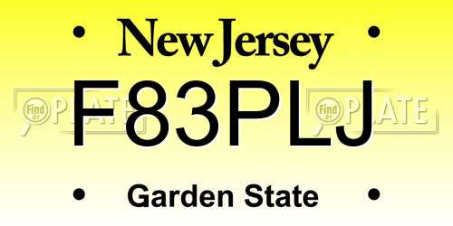 F83PLJ New Jersey License Plate