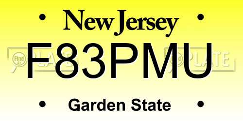 F83PMU New Jersey License Plate