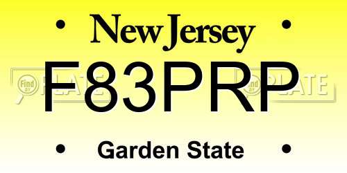 F83PRP New Jersey License Plate