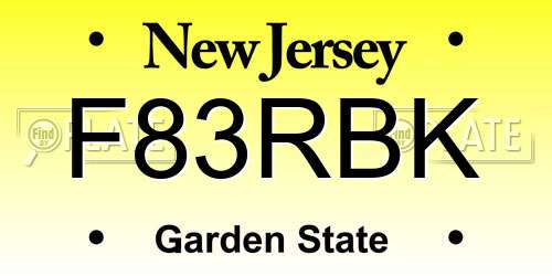 F83RBK New Jersey License Plate
