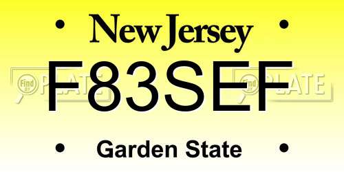 F83SEF New Jersey License Plate