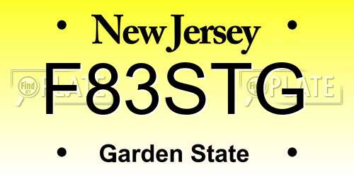 F83STG New Jersey License Plate