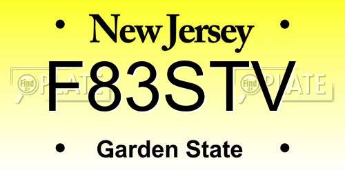 F83STV New Jersey License Plate
