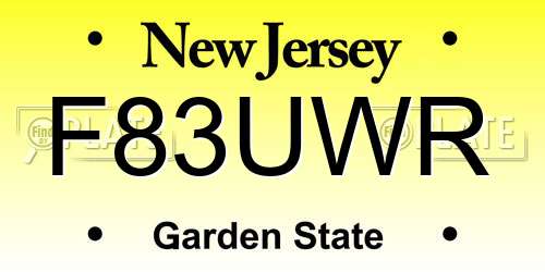F83UWR New Jersey License Plate