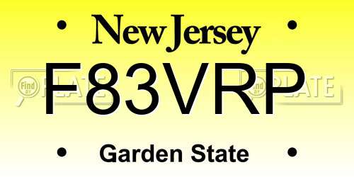F83VRP New Jersey License Plate