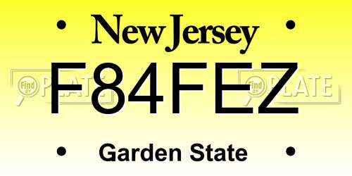F84FEZ New Jersey License Plate