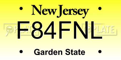 F84FNL New Jersey License Plate
