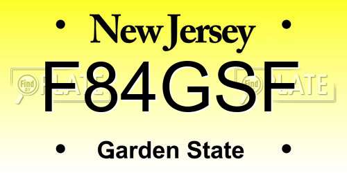 F84GSF New Jersey License Plate