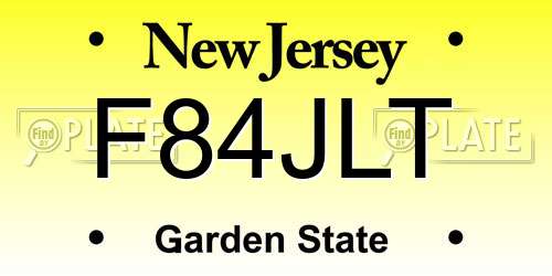 F84JLT New Jersey License Plate