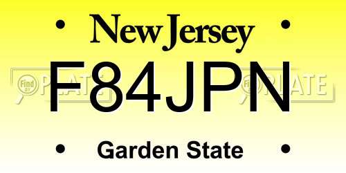 F84JPN New Jersey License Plate