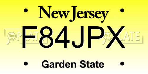 F84JPX New Jersey License Plate