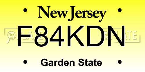 F84KDN New Jersey License Plate