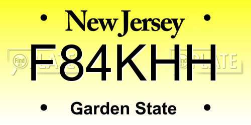 F84KHH New Jersey License Plate