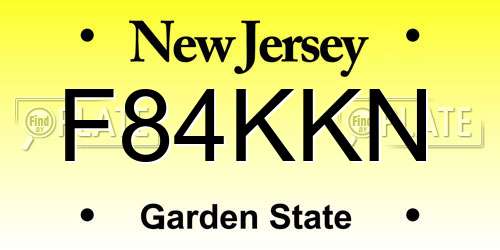 F84KKN New Jersey License Plate