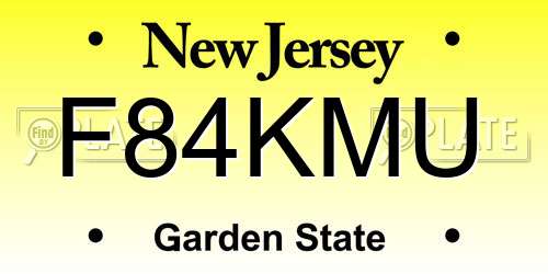 F84KMU New Jersey License Plate