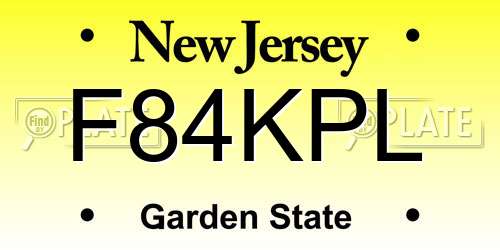 F84KPL New Jersey License Plate