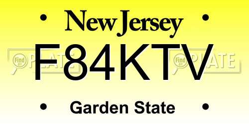 F84KTV New Jersey License Plate