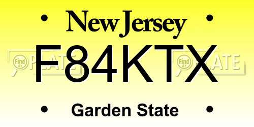 F84KTX New Jersey License Plate