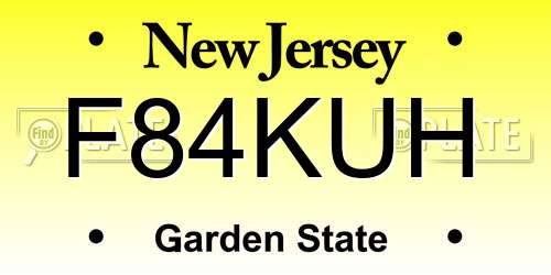 F84KUH New Jersey License Plate