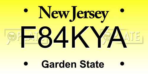 F84KYA New Jersey License Plate