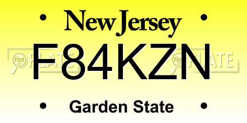 F84KZN New Jersey License Plate