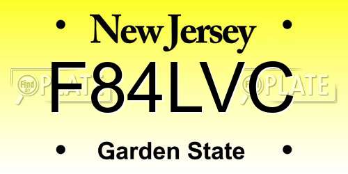 F84LVC New Jersey License Plate