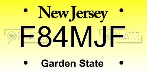 F84MJF New Jersey License Plate