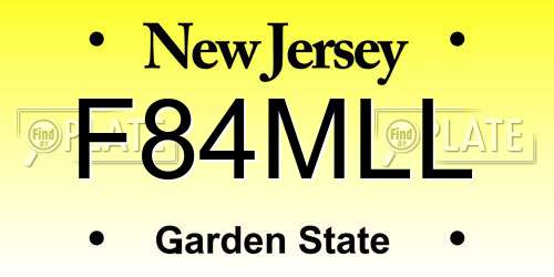 F84MLL New Jersey License Plate