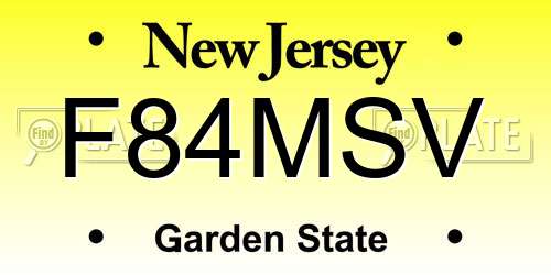 F84MSV New Jersey License Plate