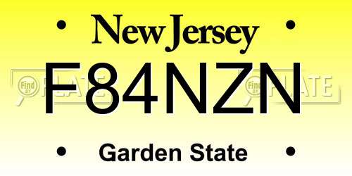 F84NZN New Jersey License Plate
