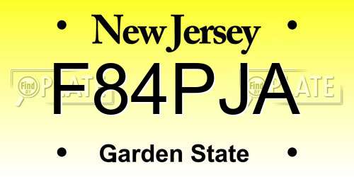 F84PJA New Jersey License Plate