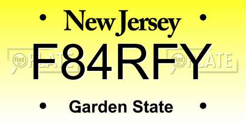 F84RFY New Jersey License Plate