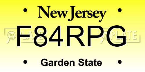 F84RPG New Jersey License Plate