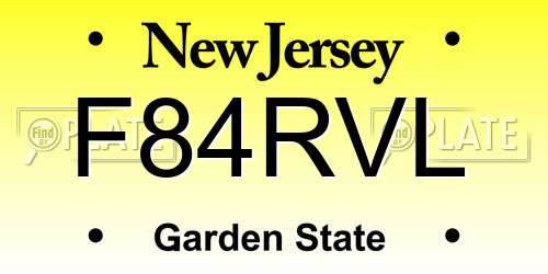 F84RVL New Jersey License Plate