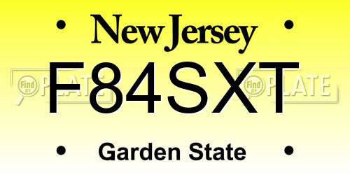 F84SXT New Jersey License Plate