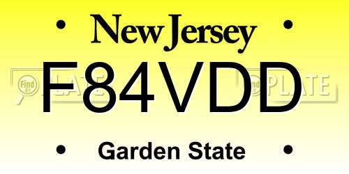 F84VDD New Jersey License Plate