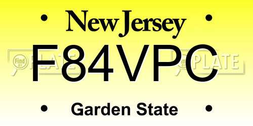 F84VPC New Jersey License Plate